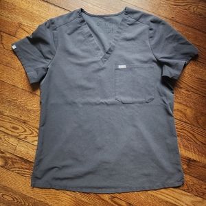 Womens FIGS Charcoal Catarina One-Pocket Scrub Top Classic Size Medium